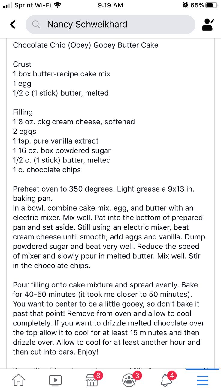 an iphone screen showing the recipe for chocolate chip cookie doughnut cake, with text above it