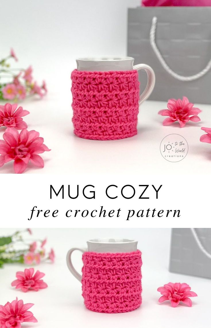 the mug cozy crochet pattern is easy to make and perfect for coffee or tea