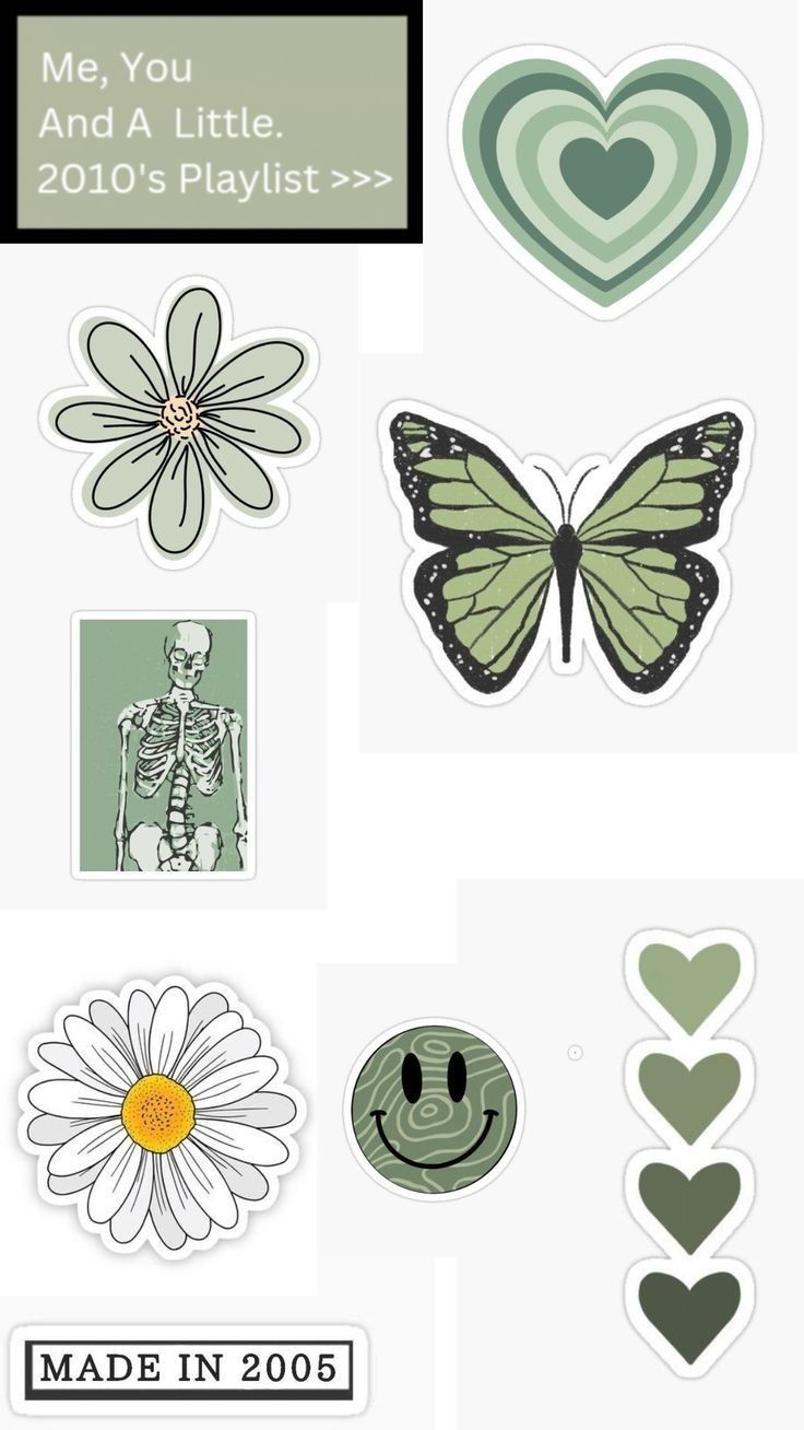 some stickers that are on top of each other with hearts and flowers in them