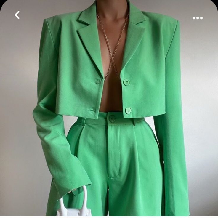 Reposhing This Item I Purchased From @Sarah101592. Loved It, But Ready To Rotate For Something New. Only Tried On! Never Worn By Me. The Set Is In Excellent Condition. I Just Decided It Wasn’t My Style. Questions? Leave A Comment Below! Bundle & Save Offers Welcome #Designer #Weworewhat #Blazer #Cropvlazer #Blazerset #Shortset #Set Chic Green Cropped Long Sleeve Jacket, Trendy Green Cropped Jacket For Work, Tailored Long Sleeve Cropped Jacket For Spring, Green Cropped Outerwear For Work, Cropped Green Outerwear For Work, Trendy Cropped Jacket With Notch Lapel For Spring, Trendy Fitted Cropped Jacket For Formal Occasions, Chic Long Sleeve Green Blazer, Chic Green Cropped Jacket For Spring