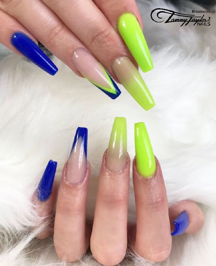 Lime And Blue Nails, Green And Blue Nails, Taylor Nails, Tammy Taylor Nails, Royal Blue Nails, Tammy Taylor, Green Nails, Green And Blue, Blue Nails