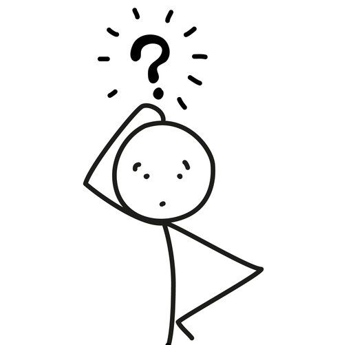 a stick figure with a question mark above his head