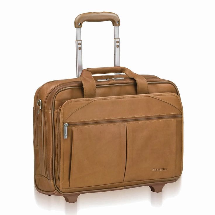 "Expect more from your luggage with this Solo Classic wheeled overnight bag. Removable padded laptop compartment adds conveience. Exterior pockets hold all your essentials. Zip-down accordion fan file keeps your documents organized. In-line skate wheels and retractable handle lend convenience. Durable construction ensures lasting use. 13""H x 17""W x 7""D (overall) Laptop sleeve: 10.4""H x 15.25""W x 1.7""D Weight: 9 lbs Holds most laptops with up to a 15.6-in. screen Leather Zipper closures Man Rolling Laptop Bag, Rolling Briefcase, Leather Laptop Case, Notebook Case, Luggage Store, Laptop Briefcase, Leather Roll, Leather Laptop Bag, Leather Laptop