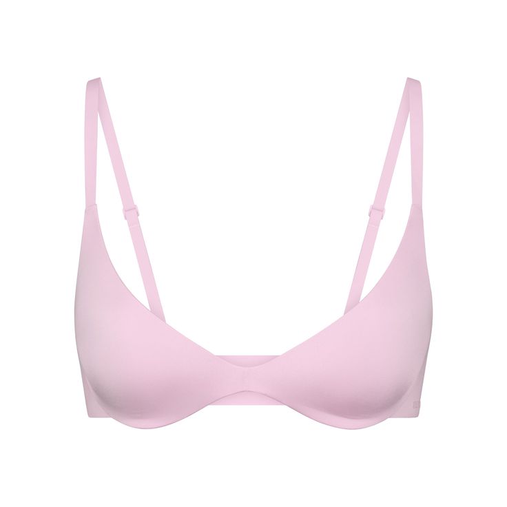 Boost your bust and maximize your cleavage in this comfortable, wireless plunge super push-up bra that adds one cup size and provides a supportive lift. Features fully adjustable straps, foam pads, wide microfiber wings for smoothing, a tonal silicone SKIMS logo at the front wing, and a hook and eye back closure. Fits true to size. | SKIMS Super Push-Up Bra | Pink | 34DD | Wireless Form Push Up Bra Dresses, Affordable White Bra With Soft Touch, Cheap Cute Women's Intimates, Cupped Bra, Cheap Classic Full Coverage Bra, Branded Bra, Size D Bras, Free Bra, Cute Bras Nordstrom