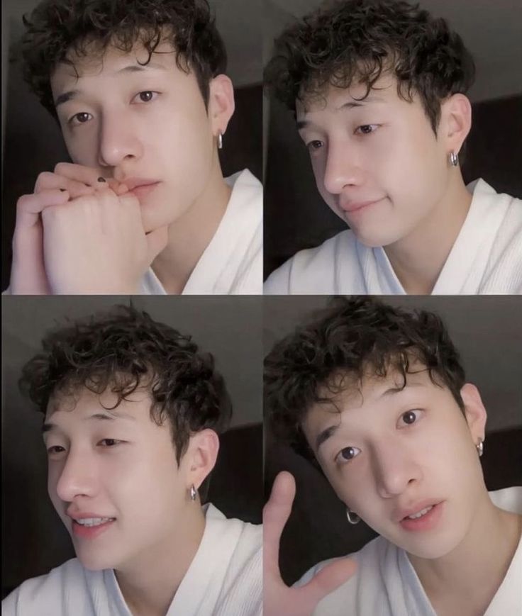 four pictures of a young man with different facial expressions