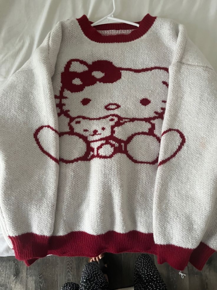 Hello Kitty Jumper, Ropa Hello Kitty, Sanrio Sweater, Hello Kitty Sweater, Sanrio Clothes, Kitty Sweater, Hello Kitty Design, 달력 디자인, Cozy Wear