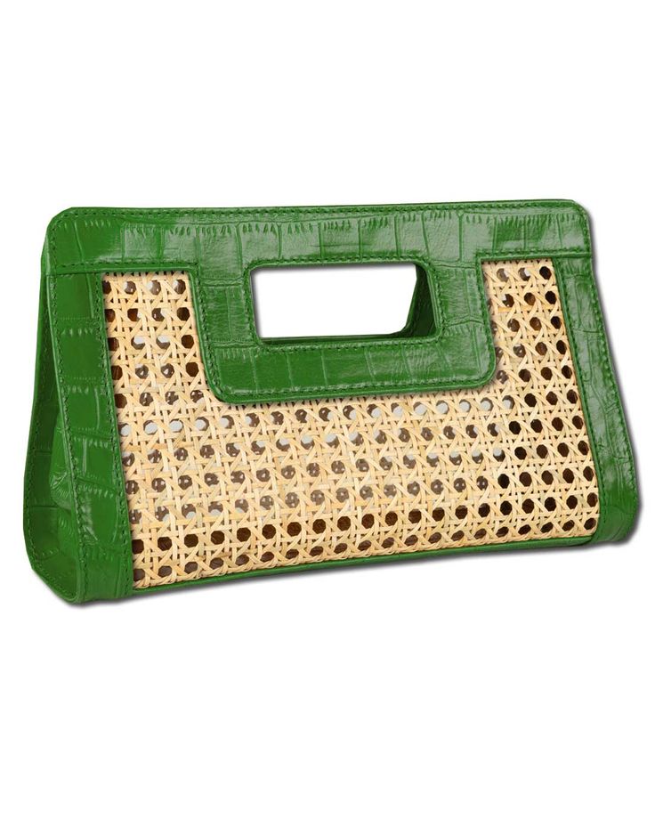 The square handle ups the edge factor, giving this sophisticated bag a fashionably throwback yet au courant feel. It also easily tucks under your arm, and has room inside for all your essentials. Green Top Handle Shoulder Bag With Crocodile Pattern, Chic Green Bags With Crocodile Pattern, Elegant Rectangular Clutch With Crocodile Pattern, Luxury Green Rectangular Clutch, Leather Bag Tutorial, Loyalty Rewards, Loyalty Rewards Program, Sugar Cane, Leather Clutch With Crocodile Pattern, Rectangular