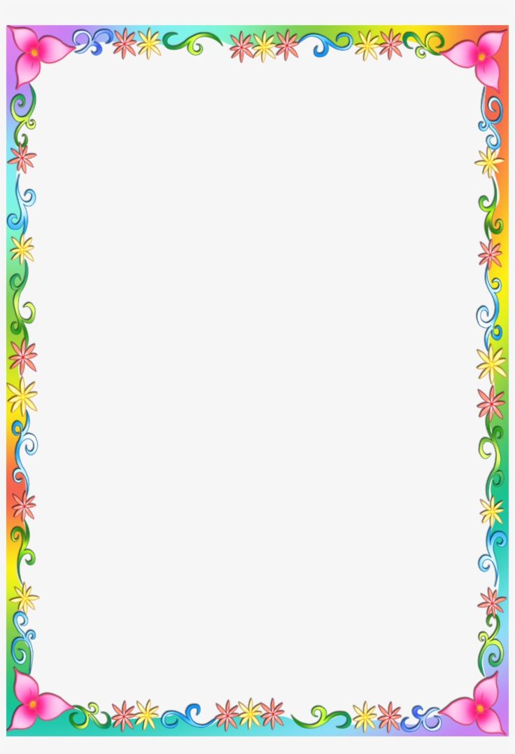 a rainbow colored frame with flowers and swirls on the border, as well as an empty