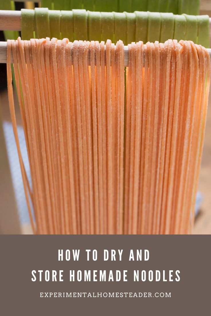 an orange and green vase with text overlay how to dry and store homemade noodles