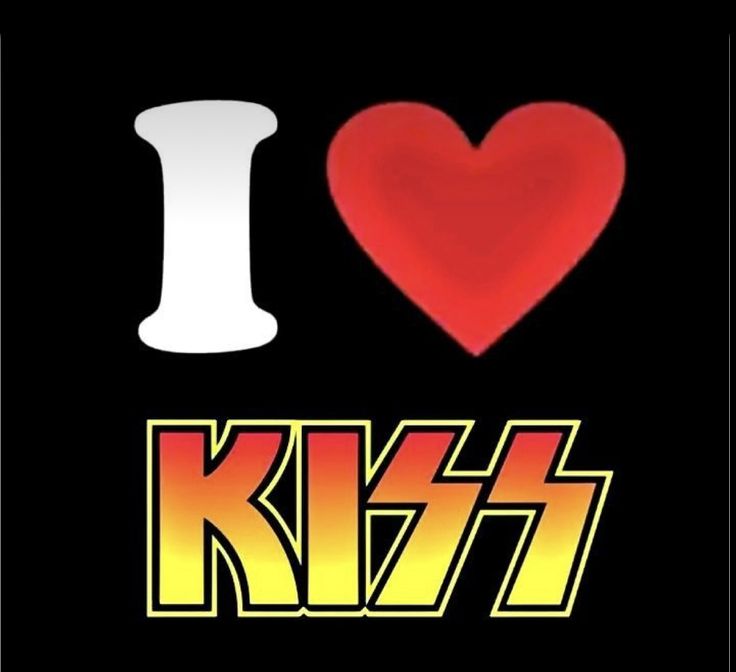 i love kiss poster with red heart on black background