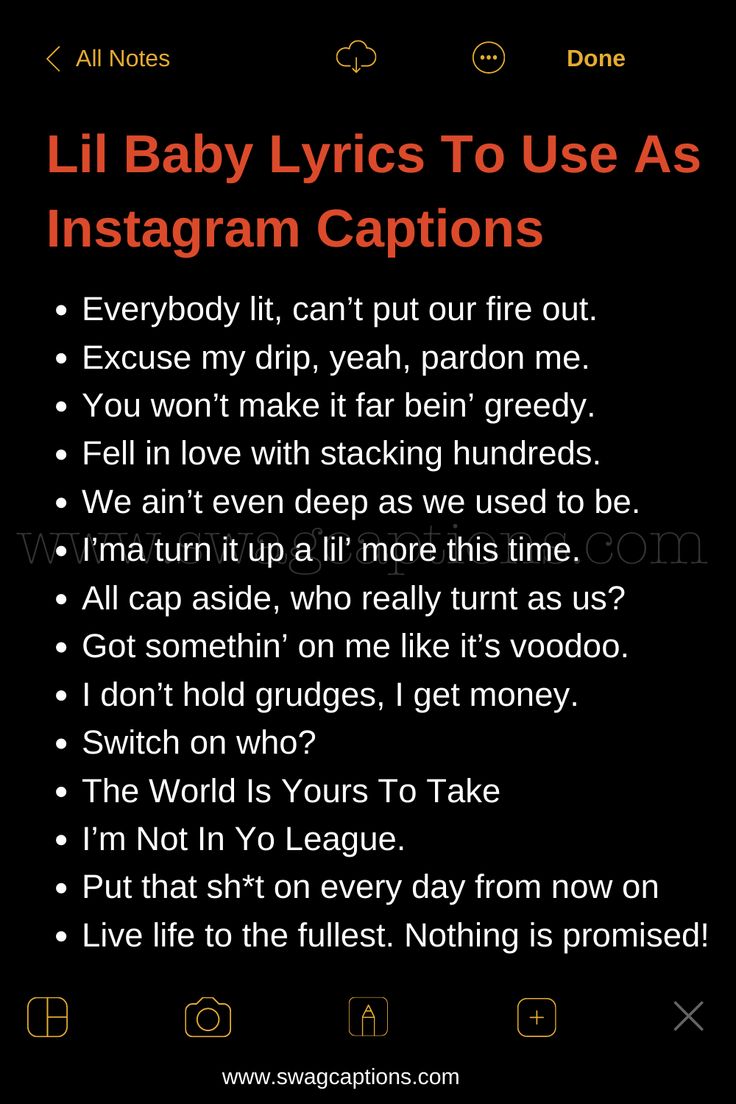 an image of a text message with the caption'ill baby lyrics to use as instagram captions