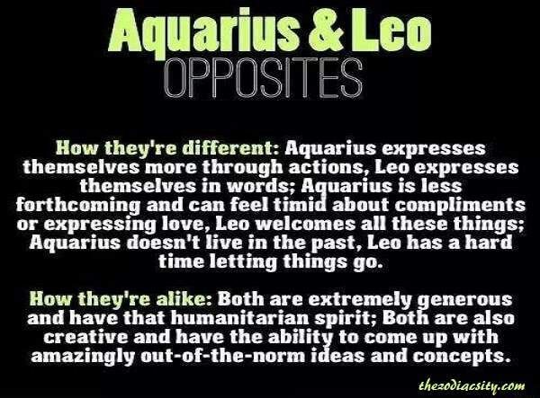 an aquarius and leo opposites poem with the words, how they're different