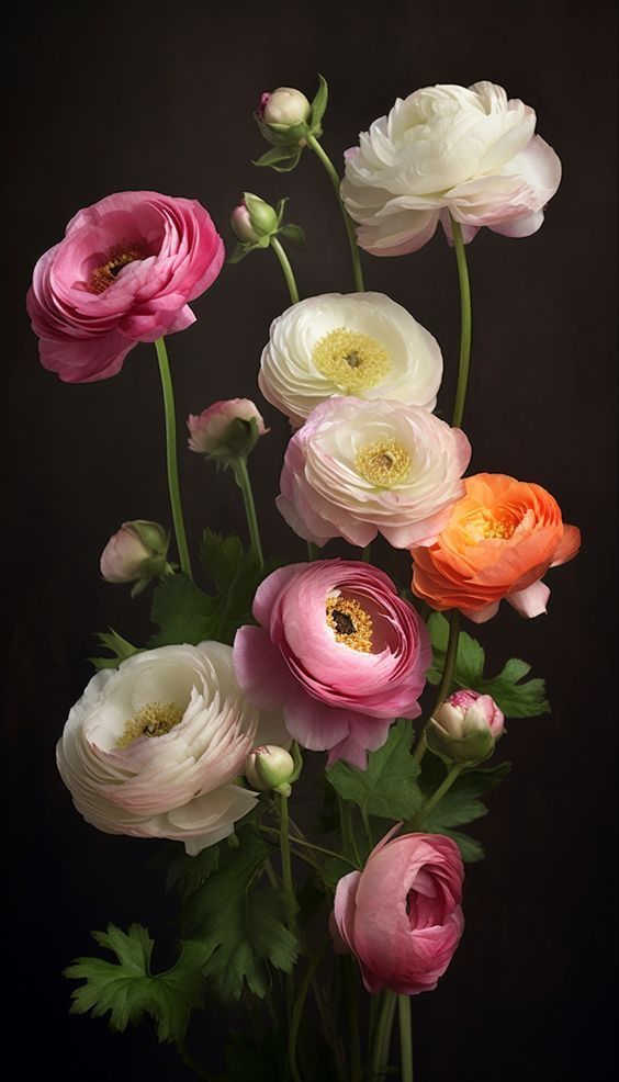 a vase filled with lots of different colored flowers