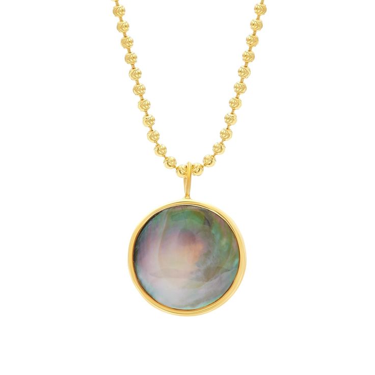 This is our 'Everett' pendant from our new Flat Top Necklace collection. A classic circular signet, only you get to choose what stone matches your mood. So how are you feeling? Strong and steady—ocean jasper. Sensitive and gentle—mother of pearl. So many choices, so many moods. 15mm round Black Mother of Pearl No two stones are alike Available in Sterling Silver and Yellow Brass Made in New York City Made to order, please allow 5-10 business days for production Modern Round Cable Chain Necklace, Elegant Gemstone Necklaces, Elegant Circle Gemstone Necklace, Elegant Circular Gemstone Necklace, Timeless Gemstone Round Pendant Necklace, Modern Round Gemstone Necklace, Modern Gemstone Round Necklace, Elegant Gemstone Round Disc Necklace, Timeless Round Gemstone Necklace