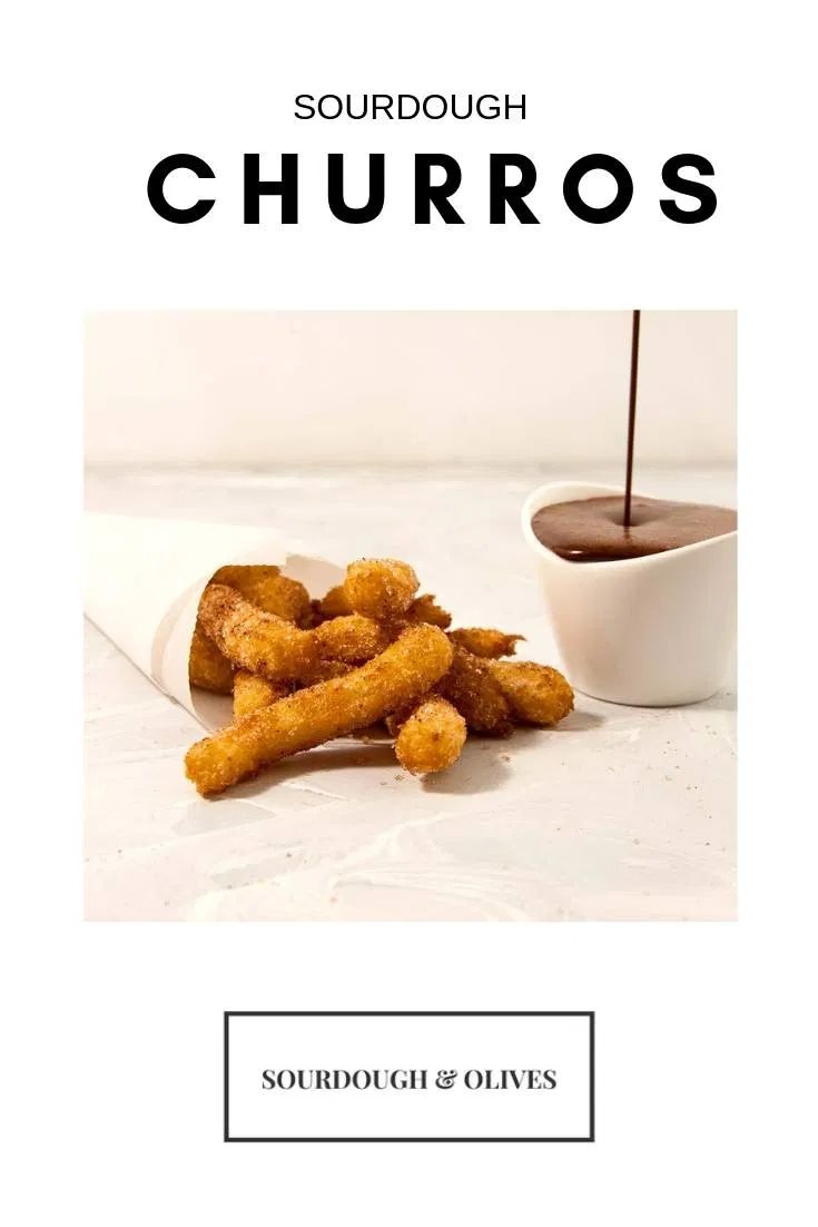 the cover of sourdough churros is shown next to a bowl of dipping sauce