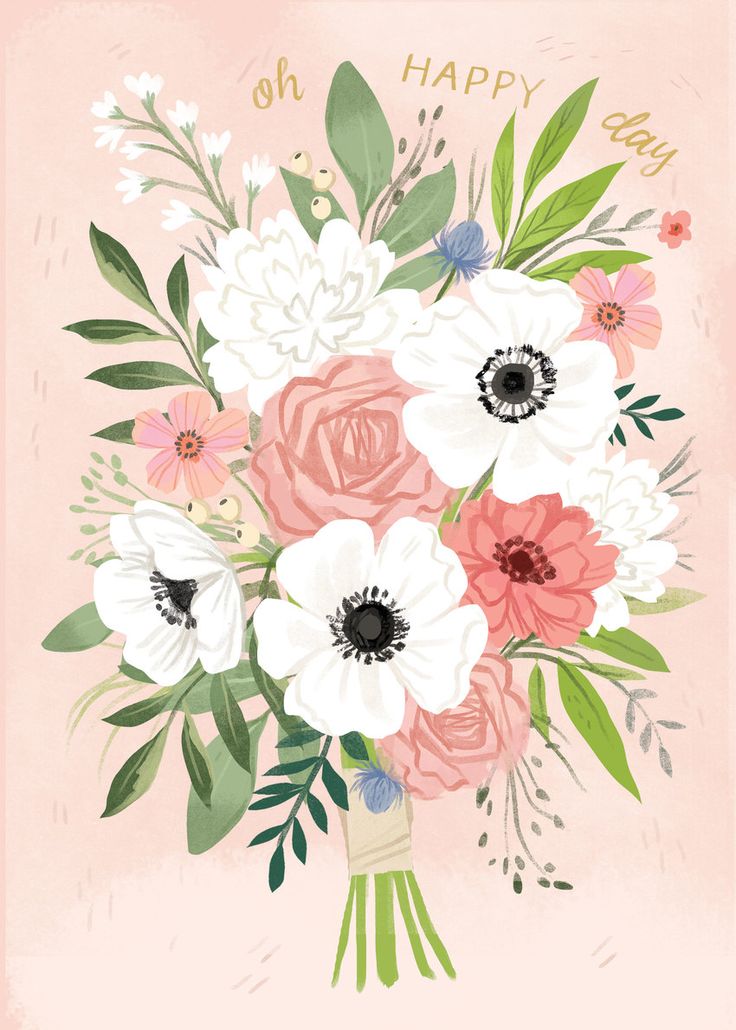 a bouquet of flowers on a pink background