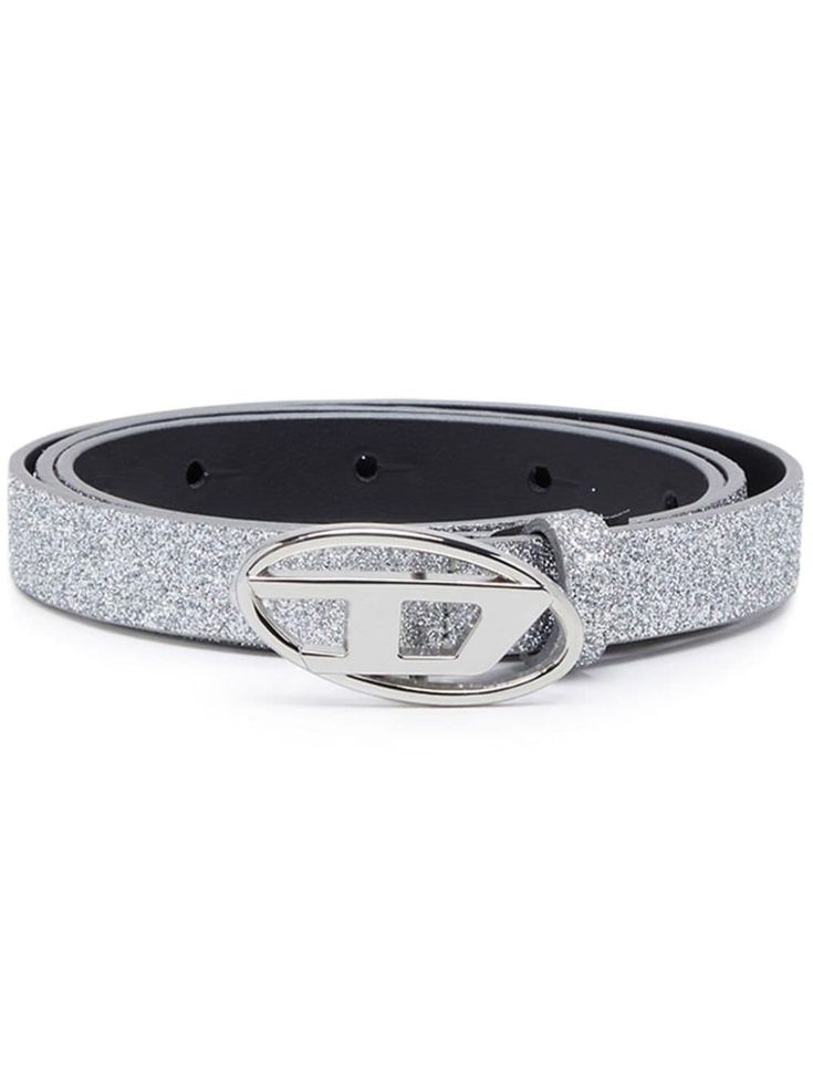 silver-tone glitter detailing logo-buckle fastening punched holes adjustable fit Glitter Belt, Diesel Clothing, Detailing Logo, Fame Dr, Chanel 2, Fine Watches, Demi Fine Jewelry, Summer Beach Wear, Fine Earrings