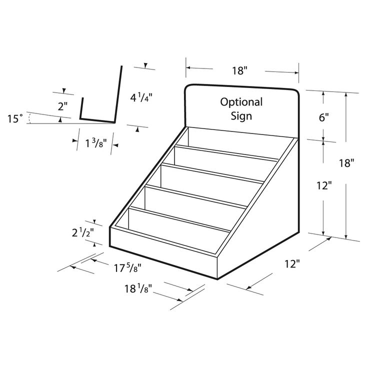 an open drawer is shown with measurements