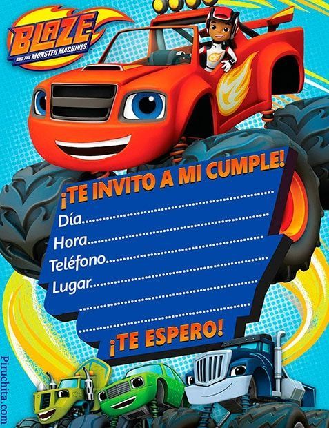 an image of a birthday card for boys with cars and trucks on the front, in spanish