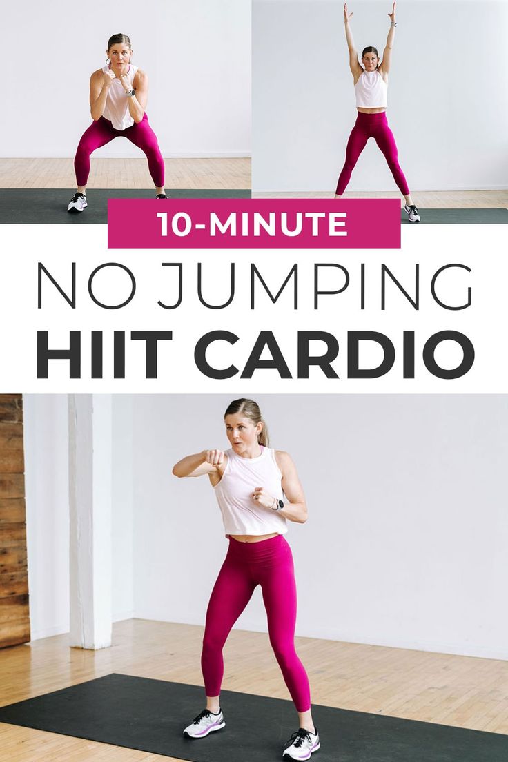 a woman in pink pants and white shirt doing an exercise with the words 10 minute at home full body hit cardio