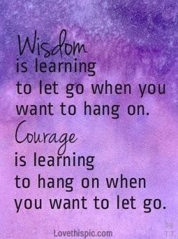 a purple background with the words,'wisdom is learning to let go when you want to