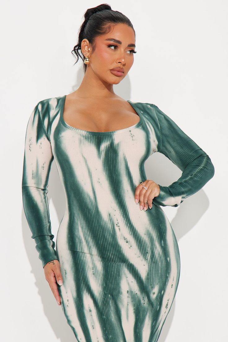 Available In Hunter. Ribbed Maxi Dress Long Sleeves Scoop Neckline Washed Tie Dye Stretch Disclaimer: Due To The Specialized Dye Process, Each Garment Is Unique 95% Cotton 5% Spandex Imported | Brianna Maxi Dress in Hunter size XS by Fashion Nova Fitted Ribbed Mini Dress With Scoop Neck, Green Stretch Mini Dress With Square Neck, Green Fitted Mini Dress With Scoop Neck, Fitted Green Mini Dress With Scoop Neck, Green Ribbed Fitted Dress, Fitted Ribbed Green Dress, Trendy Scoop Neck Fitted Dress, Trendy Fitted Scoop Neck Dress, Trendy Fitted Ribbed Mini Dress