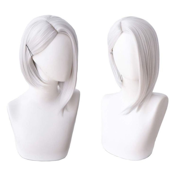 PRICES MAY VARY. Package: a wig and a free cap Perfect for Halloween, concerts, theme parties, weddings, dating, and any other occasion. color : Silver White Material: High temperature silk which can be styled by curling iron or hair straightener. Natural looking and soft touch. Korean rose breathable mesh Ashe Cosplay, White Cosplay Wig, Kawaii Wigs, Pelo Anime, Cosplay Hair, Halloween Wigs, Short Hair Wigs, Anime Hair, Hair Reference