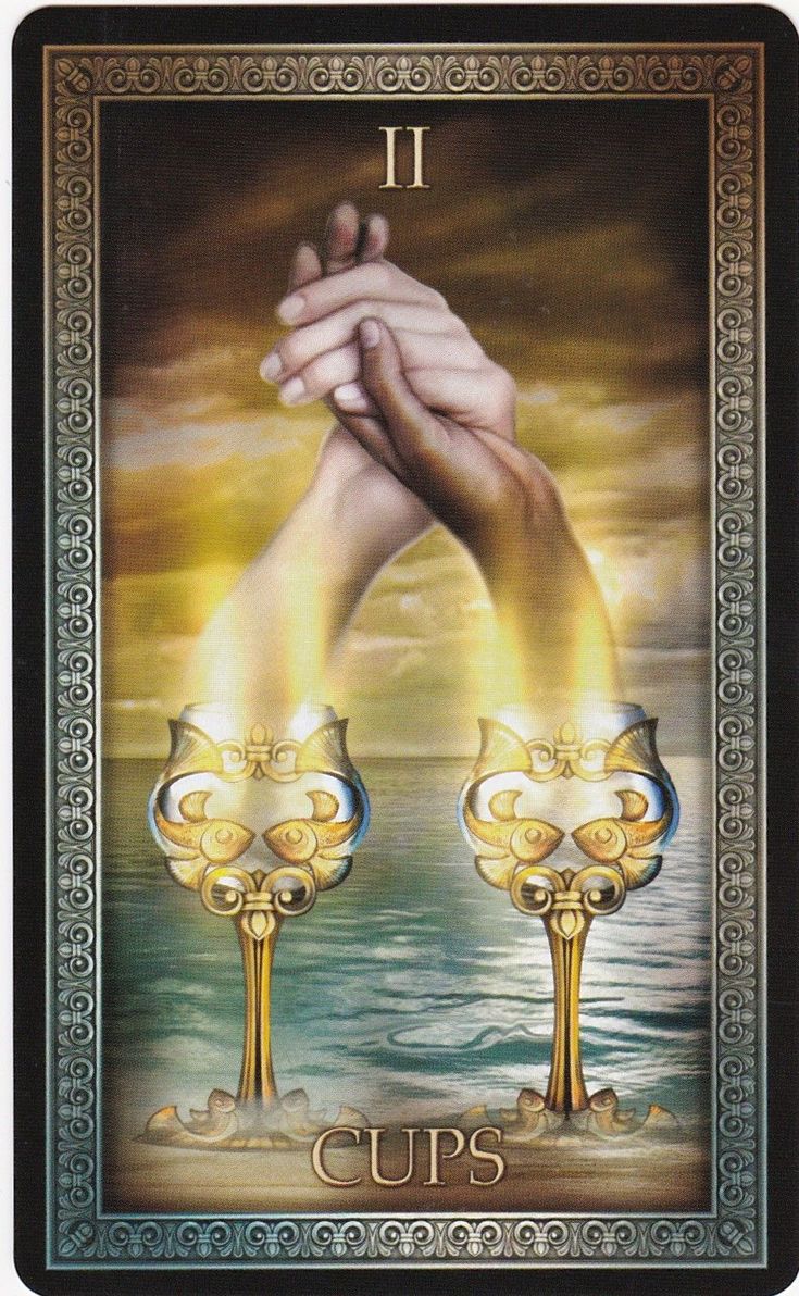 2 of Cups - Card from Tarot Grand Luxe Deck Two Of Cups, Cups Tarot, Angel Tarot Cards, Angel Oracle Cards, Angel Tarot, Reading Tarot, Tarot Book, Arte Alien, Oracle Tarot