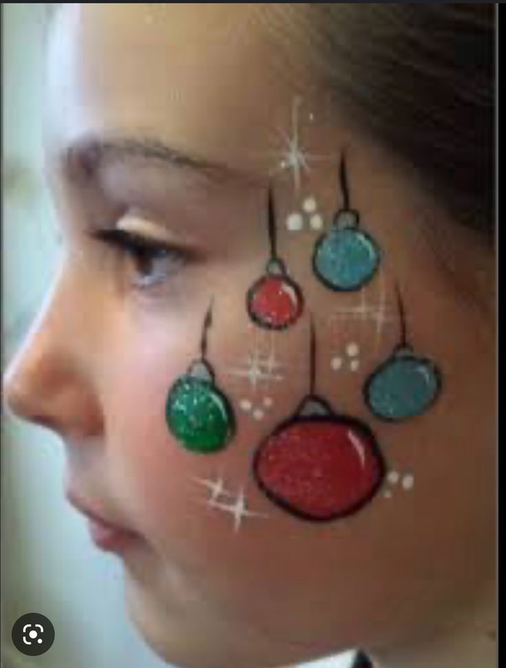 Easy Christmas Face Painting Ideas, Holiday Face Paint, Bridesmaid Smokey Eye, Kids Face Painting Easy, Painting For Christmas, Easy Face Painting, Christmas Face Painting, Fall Wedding Makeup, Cheek Art