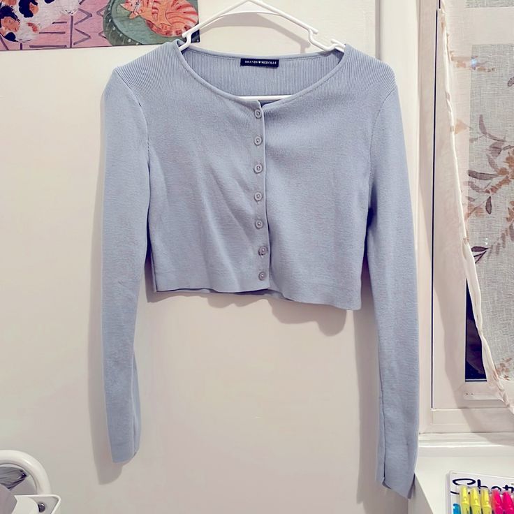 Sweater Material Never Worn! Fitted Excellent Condition! Tops Brandy Melville, Brandy Melville Sweater, Sweater Material, Brandy Melville Tops, Brandy Melville, Colorful Sweaters, Brandy, Color Blue, Womens Tops