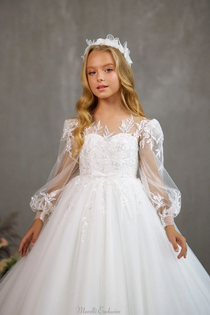 Pentelei 3511 – Marelli Exclusive Draped Corset, Girls First Communion Dresses, Girls Communion Dresses, Holy Communion Dresses, Fluffy Skirt, First Communion Dress, First Communion Dresses, Custom Gown, Unique Prom Dresses