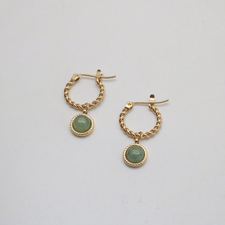 Green Jade Hoop Earrings Sage Green Jewelry, Earrings With Charms, Leaf Ear Cuffs, Jade Charm, Gemstone Hoop Earrings, Dangle Hoop Earrings, Snake Earrings, Green Jewelry, Green Jade