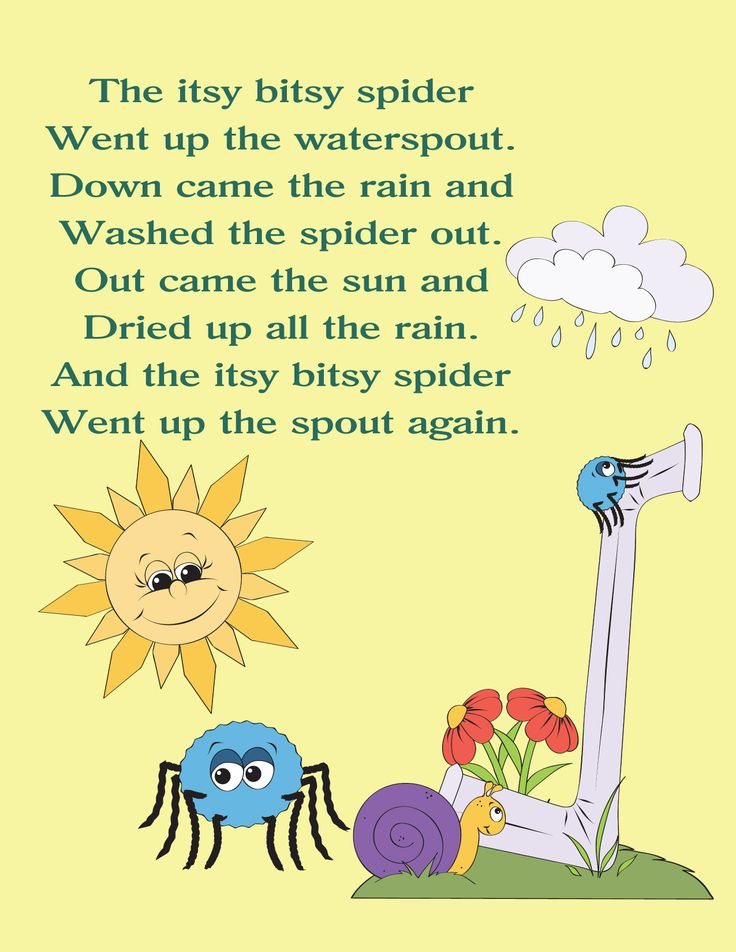 a poem written in english with pictures of the sun, spider and other things on it