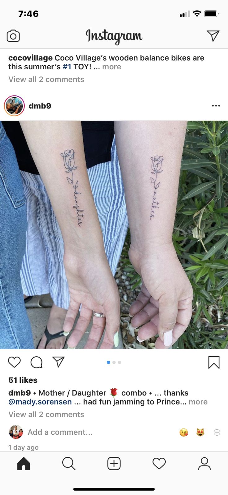 two people holding hands with tattoos on their arms and feet, both showing the same word