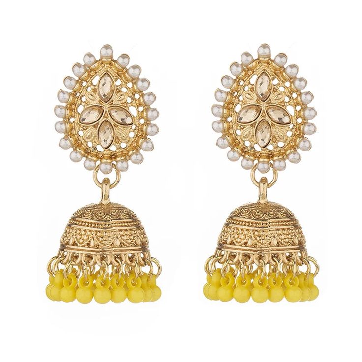 The versatile Cassie Jhumka Earrings are the ideal addition to any collection. Featuring just the right size and delicate details, these earrings can be dressed up or down to suit your style. Embrace their versatility and elevate any outfit with this must-have accessory. *This Product takes a Minimum of 30days to Ship* Festive Drop Earrings Danglers, Festive Dangle Jhumkas, Diwali Drop Earrings Danglers, Chandbali Earrings With Latkans, Festive Latkan Drop Earrings, Festive Latkans Drop Earrings, Navratri Drop Earrings Jhumkas, Bollywood Style Earrings For Navratri With Pierced Ears, Festive Chandbalis Drop Earrings For Pierced Ears