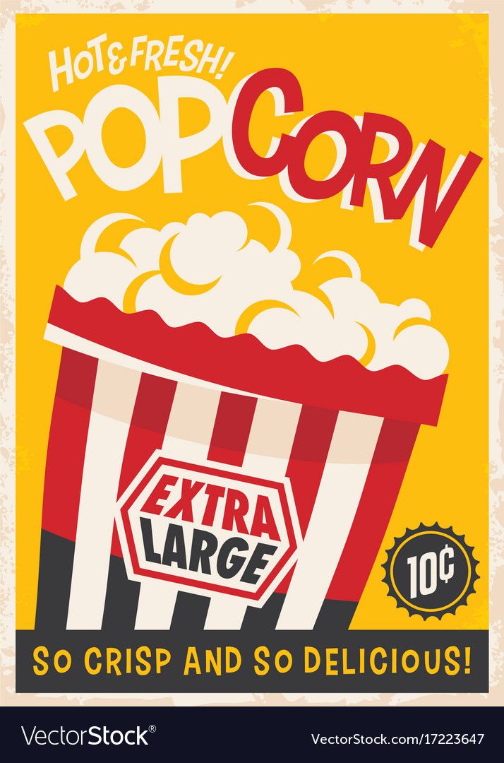 an old movie poster with popcorn