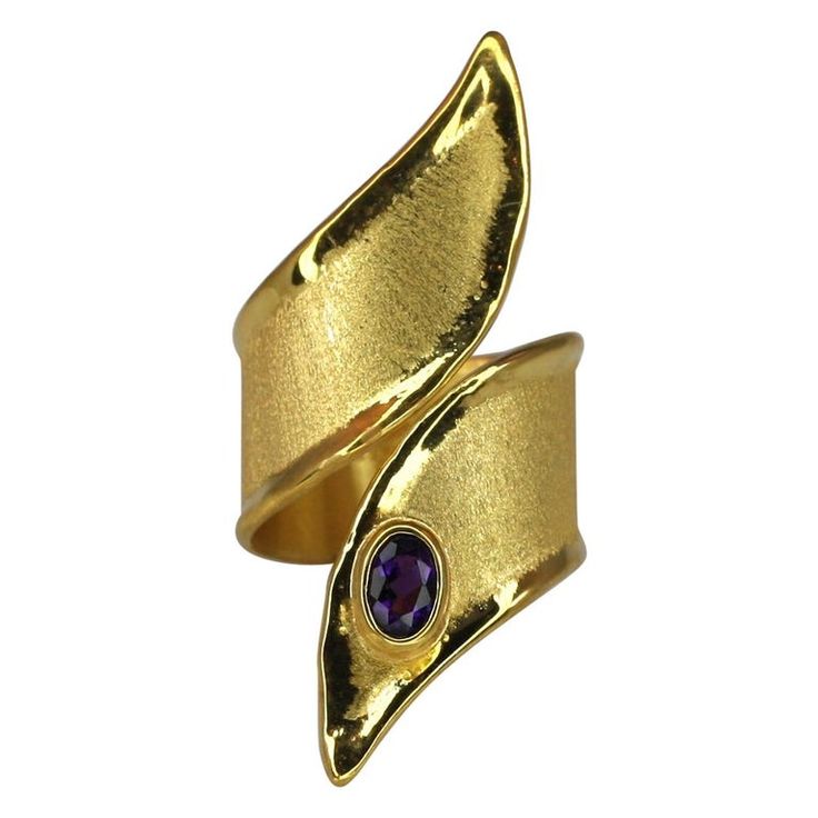 Elegant Yellow Gold Amethyst Open Ring, Modern Gold Amethyst Ring With Oval Shape, Modern Gold Oval Amethyst Ring, Modern Gold Amethyst Gemstone Ring, Gold Amethyst Open Ring Fine Jewelry, Luxury Gold Oval Amethyst Ring, Unique Oval Amethyst Ring For Formal Occasions, Wide Band Gemstone Rings For Formal Occasions, Formal Gold Amethyst Ring With Polished Finish