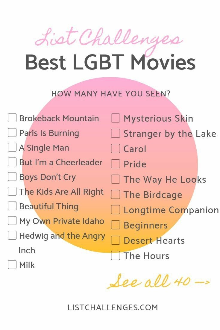 a list with the words best lgbt movies on it and an orange circle overlay