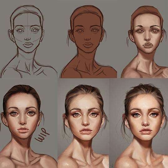 a series of photos showing different stages of the same woman's face