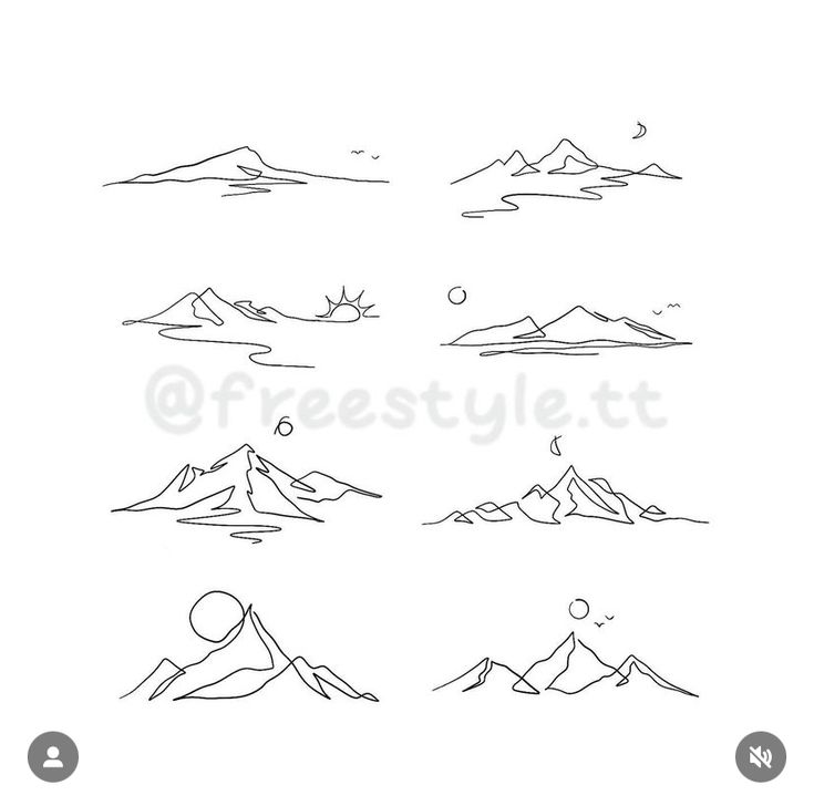 the mountain line drawings are easy to draw