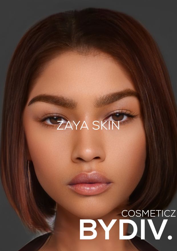 a woman's face is shown with the words cosmetic cosmetics by dydv