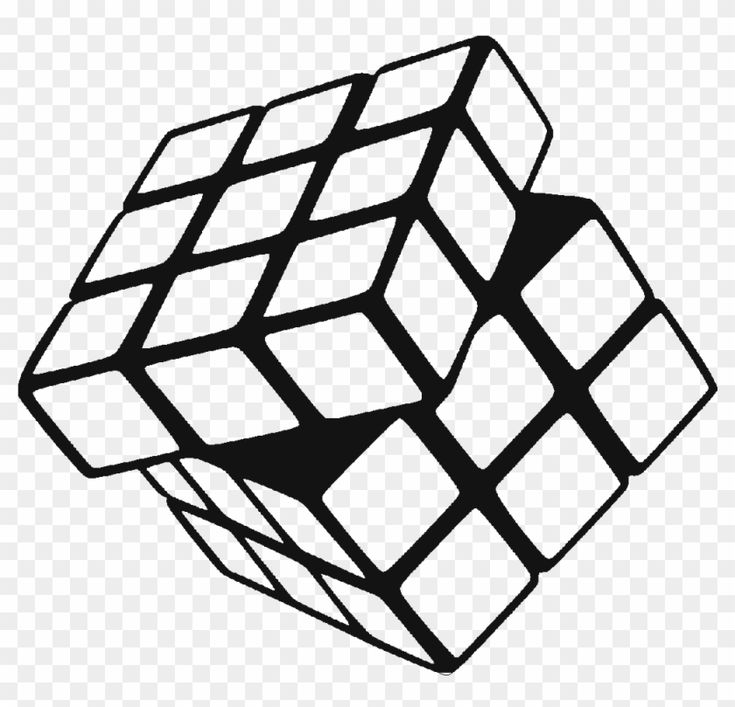 a black and white image of a rubik cube on a transparent background png