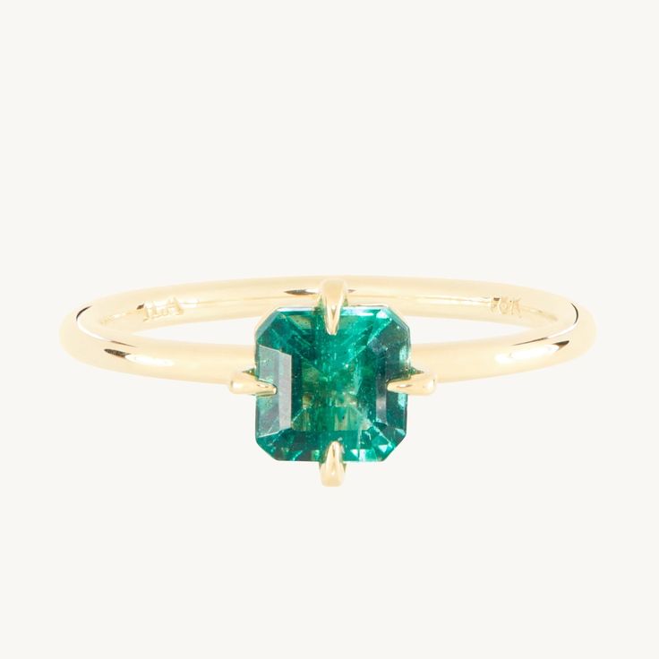 Spectrum Emerald Ring | Catbird Fine Jewelry 14k Gold Green Emerald Ring, 14k Gold Green Emerald Ring, 14k Gold Green Emerald Ring, Fine Jewelry, Luxury Emerald Ring In Yellow Gold, 14k Gold Green Emerald Ring For Formal Events, 14k Gold Green Emerald Ring For Formal Occasions, Formal 14k Gold Green Emerald Ring, Modern Yellow Gold Emerald Cut Emerald Ring, Fine Jewelry Yellow Gold Emerald Ring For May Birthstone