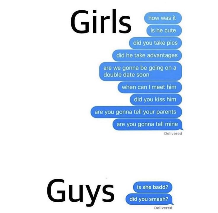 two texts that say girls and guys