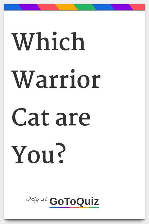 a white poster with the words which warrior cat are you? and an image of a rainbow