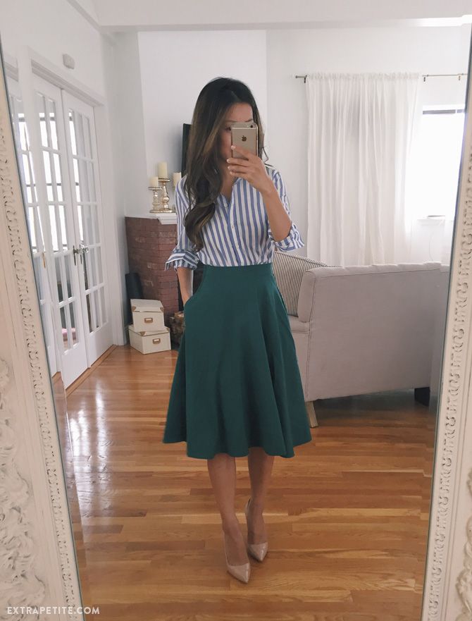 Modcloth just this sway skirt xxs, Banana Republic top xxsp ( updated version ) Manolo Blahnik BB pumps sz 35 As my love continues f... Modest Clothing Women, Cooler Style, Extra Petite, Gorgeous Outfits, Chique Outfits, Rock Outfit, Men's Outfits, Summer Work Outfits, Outfit Trends