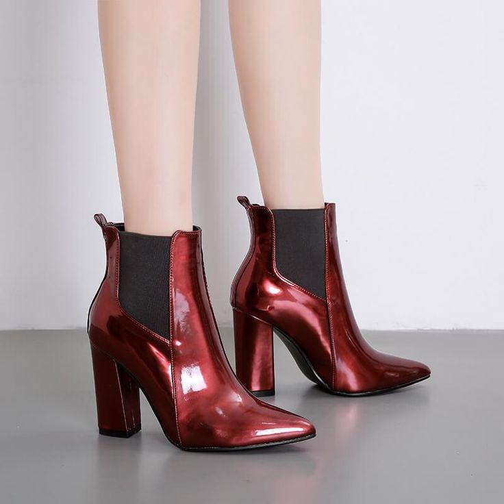 Material: PU Size: CN35, CN36, 37, CN38, CN39, CN40 Color: Red Wine Heel Height: About 9CM Style: Club, Casual, Street, Daily Pattern Type: Solid Shoes Length: Ankle Boots Occasion: Party, Street, Daily, Spring, Fall Package Contents: 1* Shoes, without Accessories. Red Pointed Toe Heels For Fall, Red Round Toe Heels For Fall, Trendy Red Heeled Boots For Fall, Red Evening Heels For Fall, Trendy Burgundy Heels For Fall, Red Heels For Winter Night Out, Red Pointed Toe Heels For Christmas, Trendy Red Pointed Toe Heeled Boots, Red Round Toe Heels For Christmas