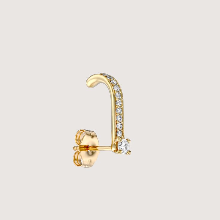 One of the special earrings you will have in your jewelry box. A gold clip inlaid with 10 diamonds with a rounded end that is anatomically adapted to the structure of the ear, creating a special and sparkling look. At the bottom of the earring is embedded a 2.5 mm diamond which adds desirability to the overall look. The earring is inspired by the buttons and cuffs that make up the female suit and is part of the TAILORED collection The earrings are sold as singles All features can be customized! Please contact us if you wish to make changes, we love making custom designs. All of our jewelry is carefully handmade in our atelier. *HC diamond are all conflict-free diamonds To order by phone 972-72-2991000 Special Earrings, Female Suit, Gold Clips, The Ear, White Diamonds, Conflict Free Diamonds, 18k Rose Gold, Diamond White, Suits For Women