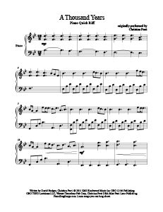 sheet music with the words, a thousand years