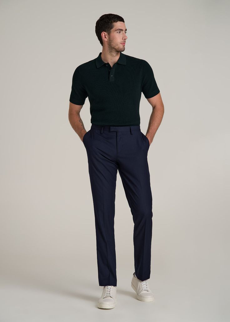 Purl Knit Polo for the Tall Man with Style Refined Relaxation Elevate your casual look with our Purl Knit Tall Men's Polo Shirt. This isn't just an extra-long polo shirt—it's a statement of sophistication made with the taller guy in mind. The modern fit and longer-than-hip length ensure a sleek silhouette without sacrificing comfort. Whether it’s for a smart-casual meeting or a weekend getaway, this men's tall polo shirt, with its ribbed hem and cuffs, ensures you stand out in the best way possi Real Estate Fashion Men, Man Smart Casual Outfit, Guy Wedding Outfit Guest Casual, Men S Business Casual, Smart Business Casual Men Work Outfits, Tall Man Outfit Men Styles, College Graduation Outfit Ideas Men, Smart Casual Outfit Men, Mens Polo Shirt Outfit Classy